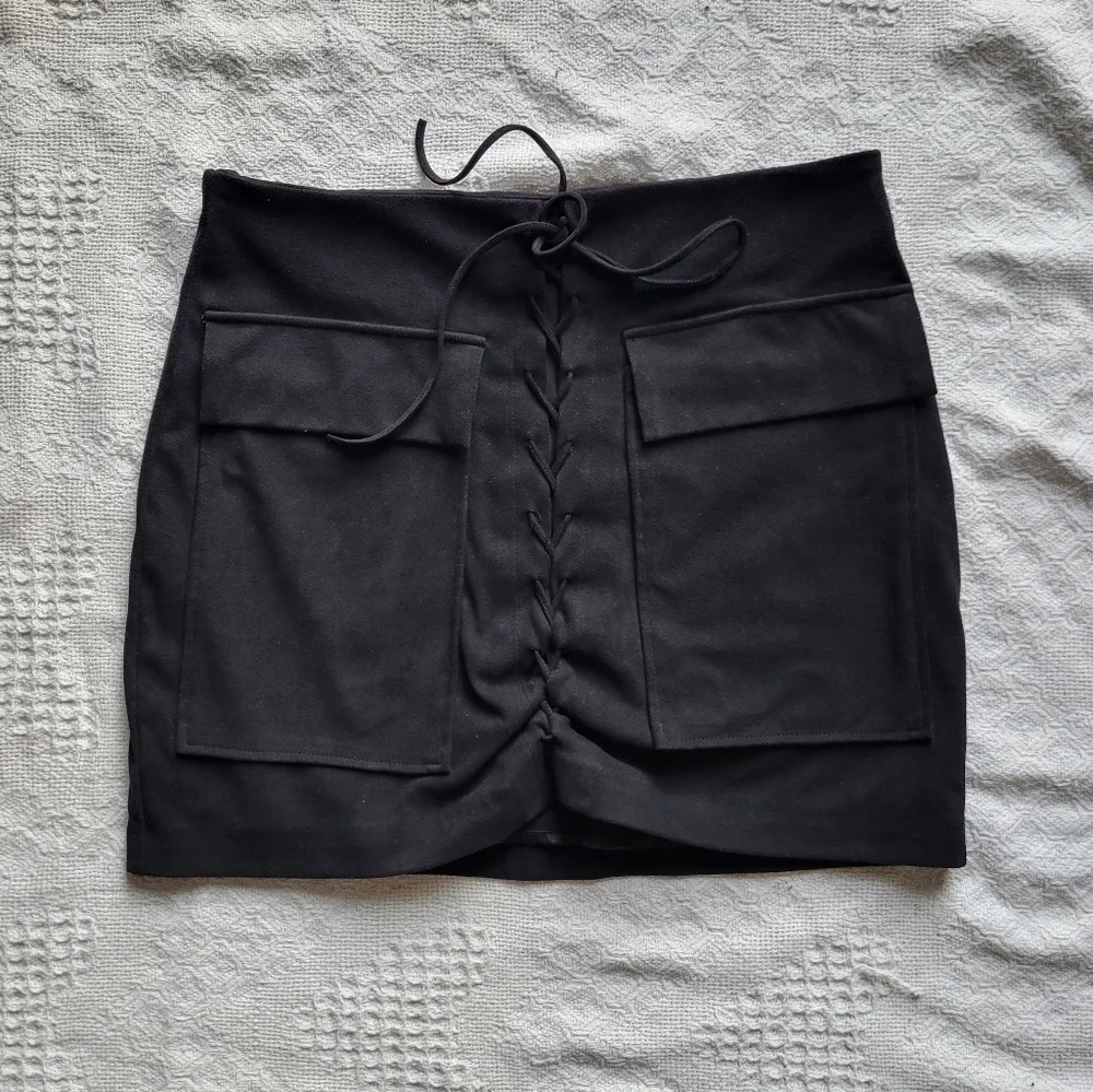 Brunette The Label Faux Suede Stevie Skirt- Black
